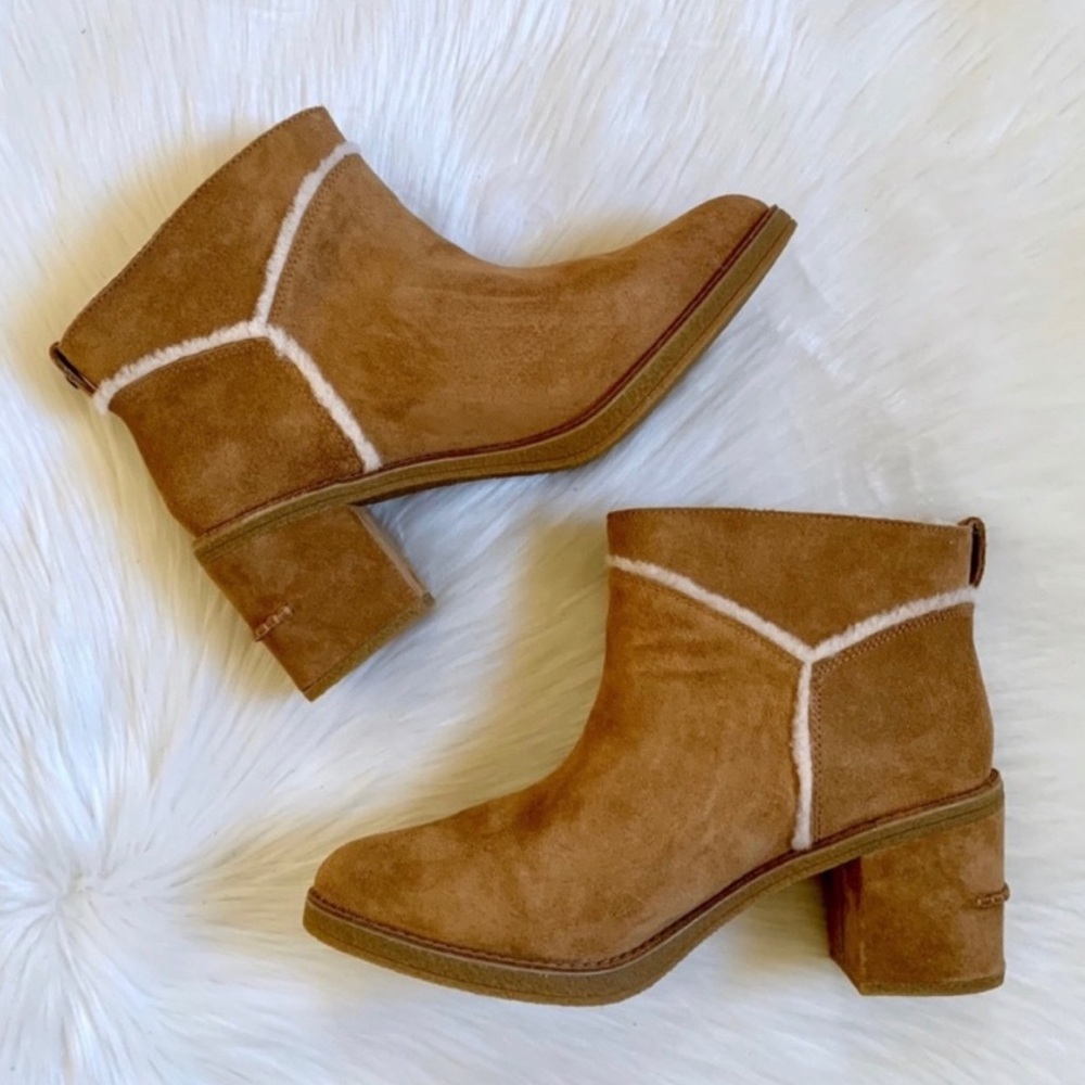 NEW!! UGG Kasen II Chestnut Pull on Heeled Ankle Booties - Picture 1 of 8